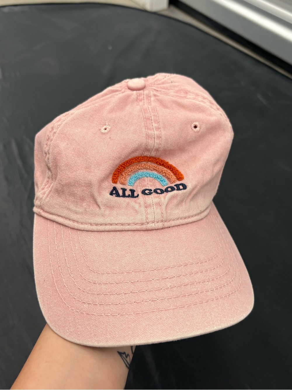 'All Good' Pink Embroidered Baseball Cap
